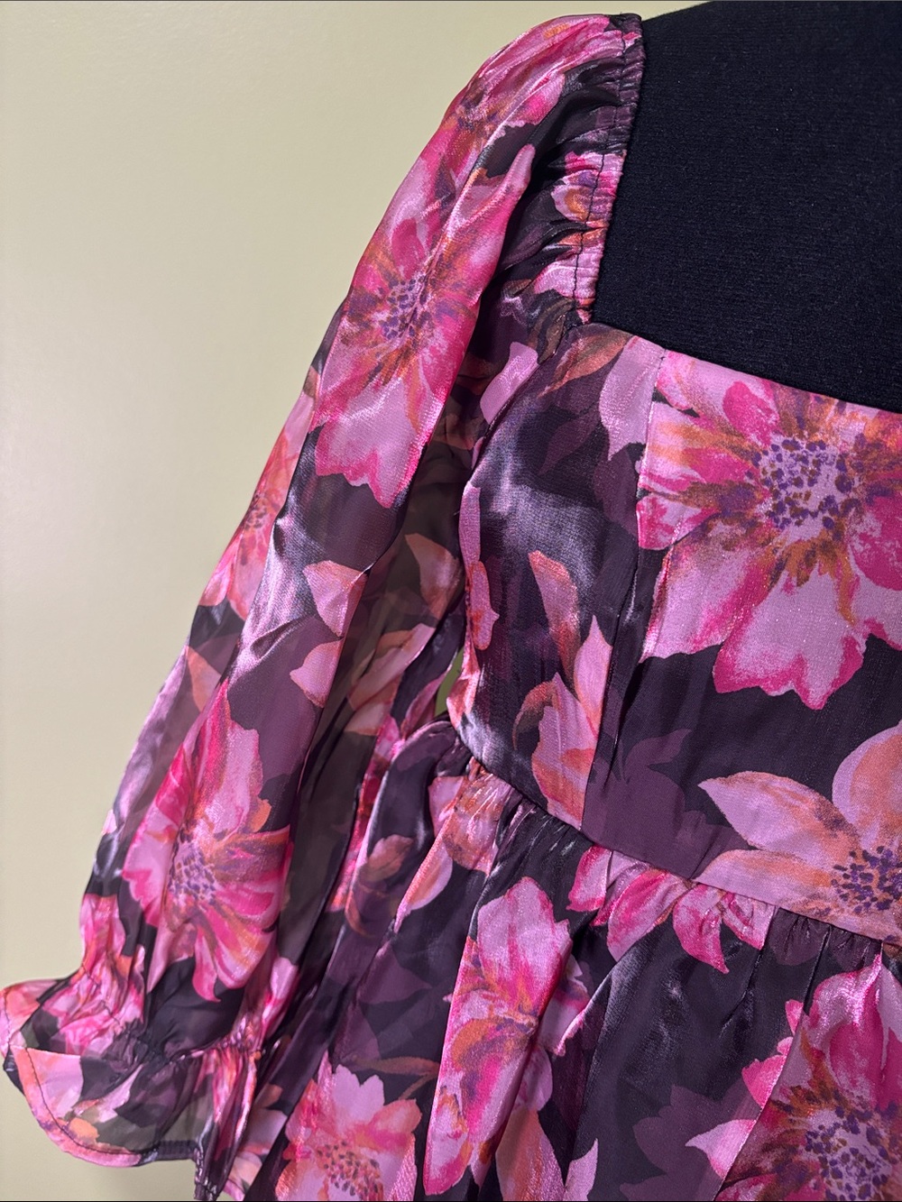 Floral Square-Neck Peplum Blouse in Pink - Picture 5 of 7